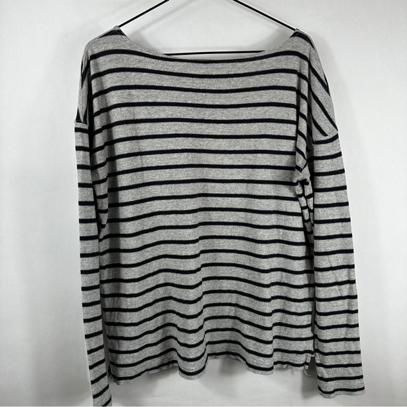 J. Crew Boatneck Black and Gray Striped  Sweater | Size Small - Picture 6 of 9